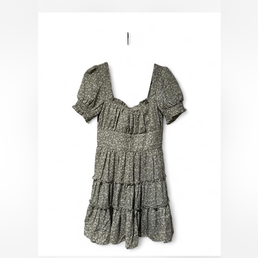 Trixxi Olive Green Textured Dress